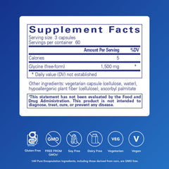 Pure Encapsulations Glycine capsules close-up showing allergen-free formula.