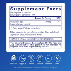 Pure Encapsulations Hyaluronic Acid capsules close-up, convenient vegan supplement