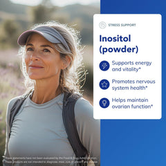 Pure Encapsulations Inositol powder dissolved in water for easy intake.