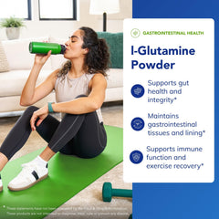 Close-up of Pure Encapsulations label highlights pure free-form L-glutamine for tissue support.