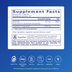 Pure Encapsulations L-Tryptophan capsules close-up for daily relaxation.