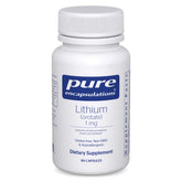 Pure Encapsulations Lithium Orotate 1 mg bottle, supports calmness during daily routines.
