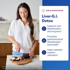 Pure Encapsulations Liver-G.I. Detox label emphasizes gluten-free and non-GMO benefits
