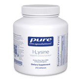 Pure Encapsulations L-Lysine bottle label highlighting a pure formulation for immune support