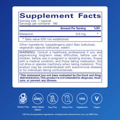 Melatonin capsules by Pure Encapsulations with water for nightly use.