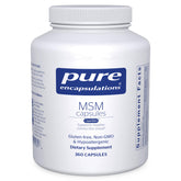 Pure Encapsulations MSM capsules bottle front view highlighting joint support potential.