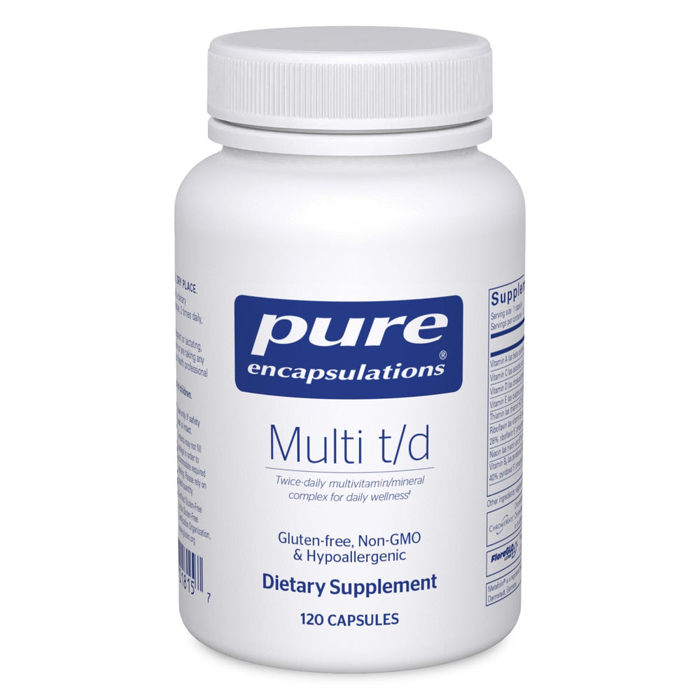 Pure Encapsulations Multi T/D bottle front for daily wellness support