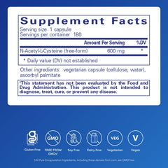 Pure Encapsulations NAC 600 mg capsules ready for convenient daily use