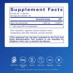 Pure Encapsulations Niacinamide capsules close-up highlighting joint mobility support.