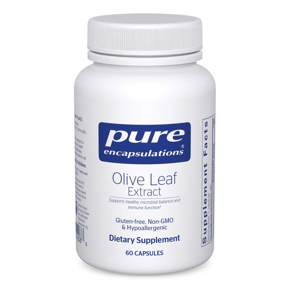 Pure Encapsulations Olive Leaf Extract bottle ready for daily immune support.