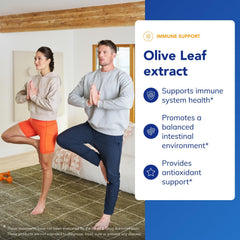 Pure Encapsulations Olive Leaf Extract label highlights purity and allergen-free features.