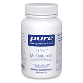 Pure Encapsulations O.N.E. multivitamin bottle pour showing daily capsule routine