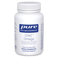 Pure Encapsulations O.N.E. Omega bottle pour demonstrates a simple daily omega-3 routine that may support overall wellness.