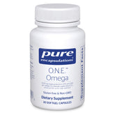 Pure Encapsulations O.N.E. Omega bottle on table for convenient daily fish oil.