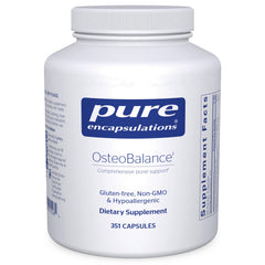Pure Encapsulations OsteoBalance bottle showing calcium absorption support