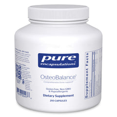 Pure Encapsulations OsteoBalance bottle shows calcium minerals for bone support
