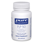 Pure Encapsulations P5P 50 bottle front view showing gluten-free, non-GMO formula for energy support