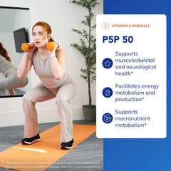 Pure Encapsulations P5P 50 label close-up emphasizing active B6 and gluten-free design