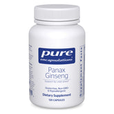 Pure Encapsulations Panax Ginseng bottle front view showing adaptogenic support for occasional physical stress