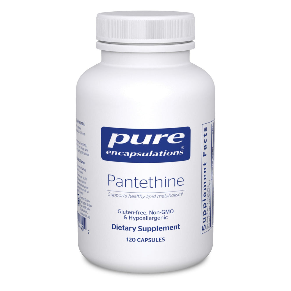 Pure Encapsulations Pantethine bottle for daily lipid metabolism support.