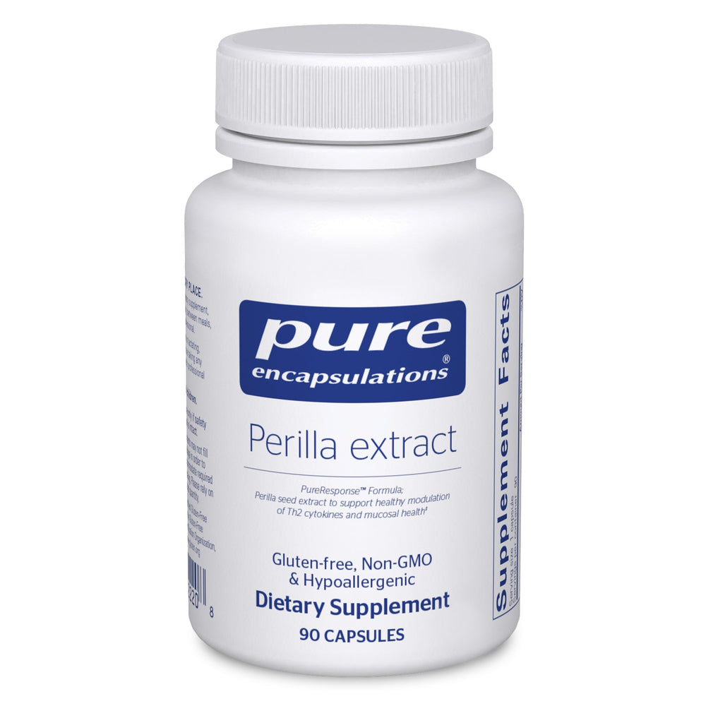 Pure Encapsulations Perilla Extract bottle highlighting concentrated polyphenols for mucosal support