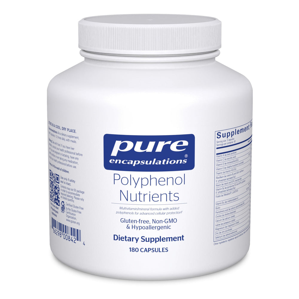 Pure Encapsulations Polyphenol Nutrients bottle front view emphasizing premium cellular support