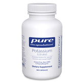 Pure Encapsulations Potassium Citrate bottle front showing electrolyte support for nerves and muscles.