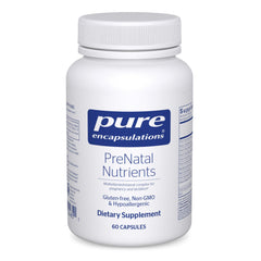 Pure Encapsulations PreNatal bottle front signals daily prenatal support for pregnancy wellness.
