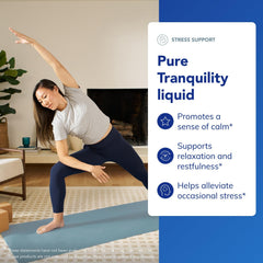 Pure Encapsulations Pure Tranquility Liquid label detail highlighting ingredients and allergen-free features.