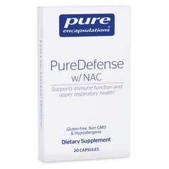 Pure Encapsulations PureDefense NAC bottle on desk for respiratory support