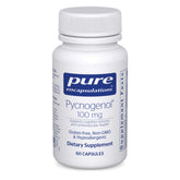Pure Encapsulations Pycnogenol 100 mg bottle on a clean surface to support antioxidant protection.