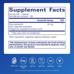 Pure Encapsulations Resveratrol capsules closeup highlights vegan formula.