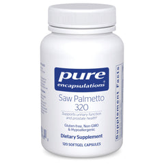 Pure Encapsulations Saw Palmetto 320 bottle showing packaging for urinary support