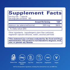 Pure Encapsulations Selenium label highlights 200 mcg per capsule and gluten-free formula