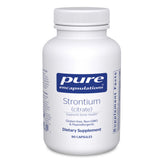 Pure Encapsulations Strontium Citrate bottle front, highlighting hypoallergenic bone support.