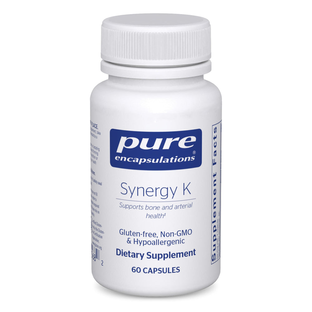 Pure Encapsulations Synergy K bottle front view for daily bone support.