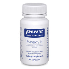 Pure Encapsulations Synergy K bottle front view for daily bone support.
