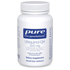 Pure Encapsulations Ubiquinol-QH bottle supports daily heart health and energy.