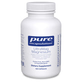 Pure Encapsulations UltraMag bottle and capsules showcasing the mineral supplement.