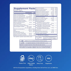 Pure Encapsulations UltraNutrient capsules closeup shows an iron-free multivitamin for daily antioxidant support.