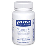 Pure Encapsulations Vitamin A 3000mcg cod liver oil softgel bottle showing potency and ease of daily use