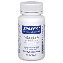 Pure Encapsulations Vitamin A Carotenoids bottle front showing hypoallergenic eye health formula