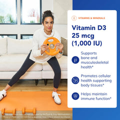 Pouring Pure Encapsulations Vitamin D3 bottle demonstrates daily dosing convenience.