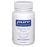 Pure Encapsulations Vitamin D3 Vegan bottle front highlights vegan vitamin D3 for bone support