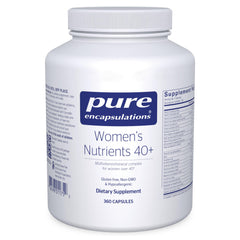 Pure Encapsulations Women's Nutrients 40+ bottle front for daily urinary tract and eye health support.