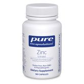 Pure Encapsulations Zinc citrate bottle with 180 vegan capsules for immune support.