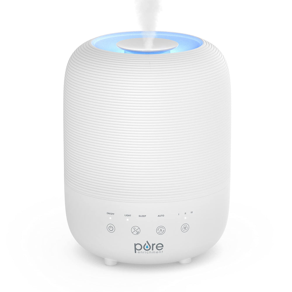 Pure Enrichment HUME Sense top-fill humidifier front view for mess-free refills.