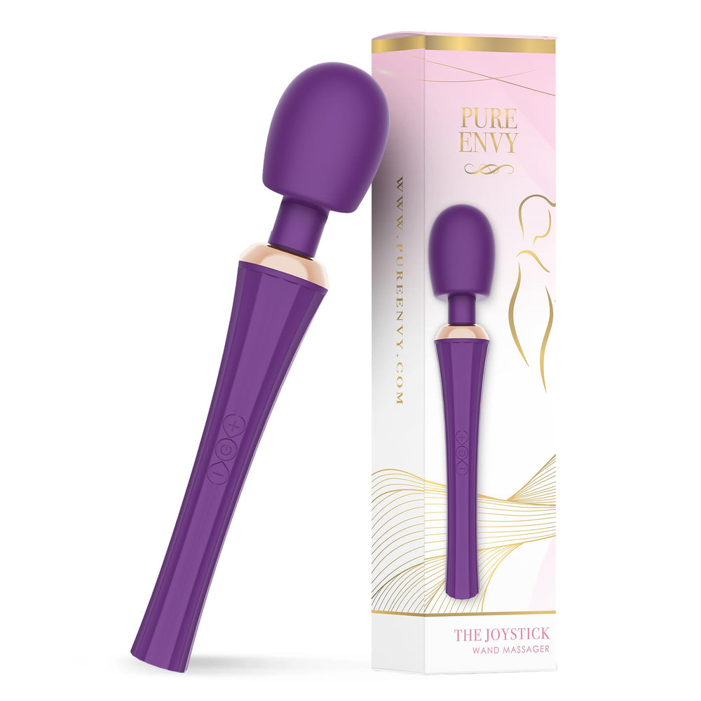 Pure Envy Joystick wand head closeup highlights premium silicone for smooth, skin-friendly sensations.