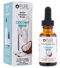 Pure Inventions Coconut Water Drops bottle ready for daily hydration.