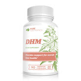 Pure Nootropics DHM bottle front with post-party recovery vibe.